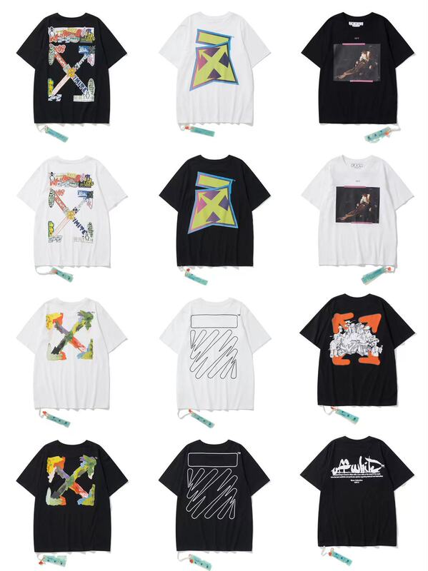 トレンディな漫画落書き油絵矢印半袖男性と女性ルーズカップル OFW 純綿半袖 Tシャツ夏 mk ゼブラ|undefined