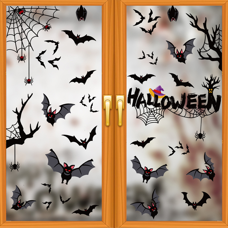 ハロウィーン幽霊静電貼り万聖夜祝日パーティー装飾ガラス窓貼りコウモリ風船表情シール|undefined