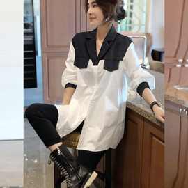 山力达迪西装领职业衬衫女简约设计感中长款大版白衬衣秋季2025新