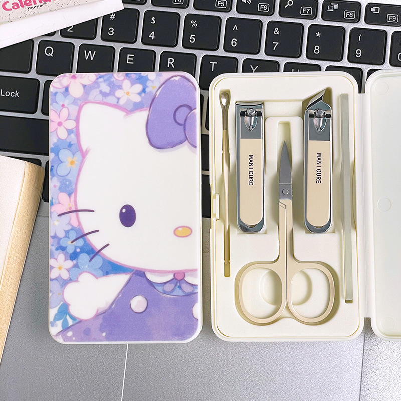 可爱Kitty猫指甲刀套装学生卡通便携指甲剪指甲钳美甲工具全套盒|undefined