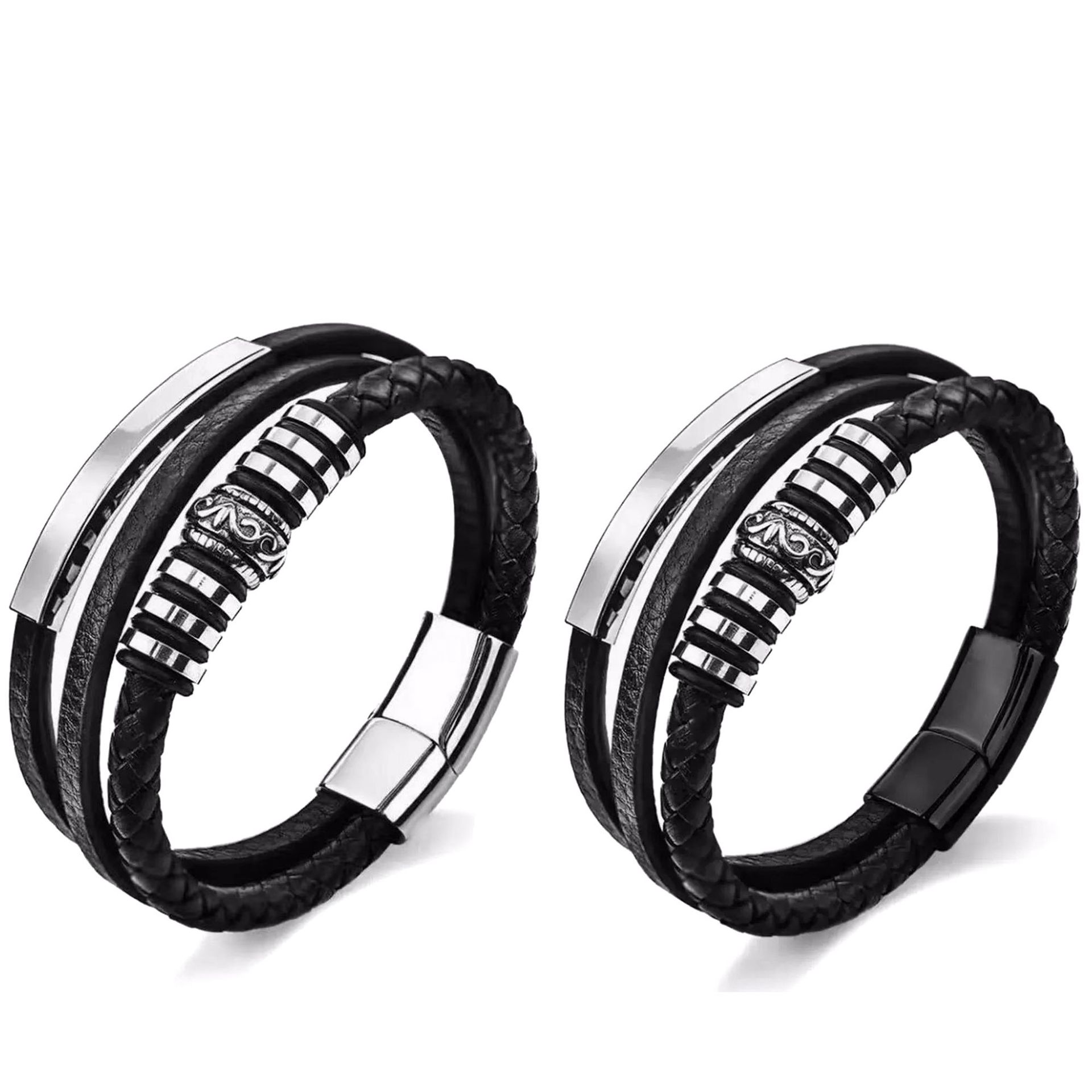 Pulsera de cuero transfronteriza europea y americana para hombres, joyería, moda, cuerda de cuero retro, pulsera con cuentas, pulsera para hombres y mujeres, estilo étnico