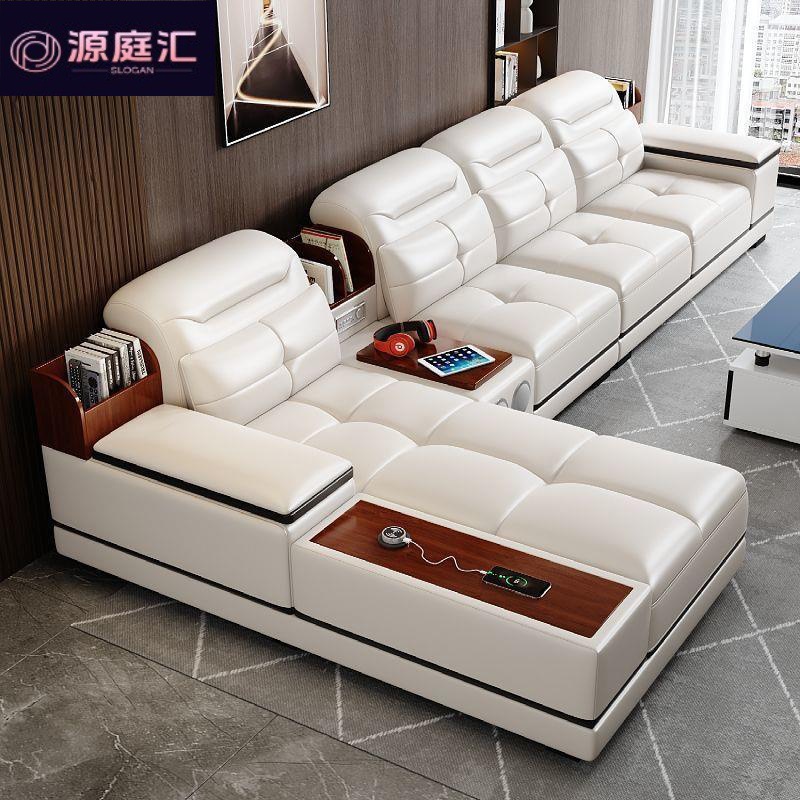 Genuine leather sofa for living room, suitable for large and small spaces, luxurious corner L-shaped, simple modern design, top-grade chaise lounge cowhide sofa