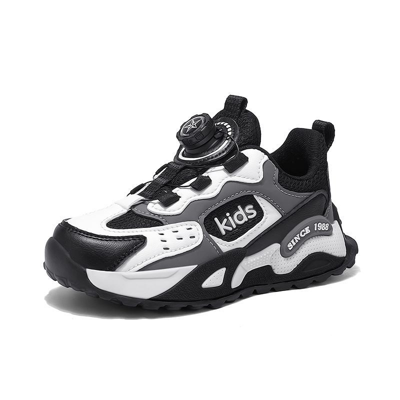 Zapatos deportivos para niñas 2025 primavera y otoño nuevos zapatos para correr con botones transpirables de malla para niñas y niños grandes