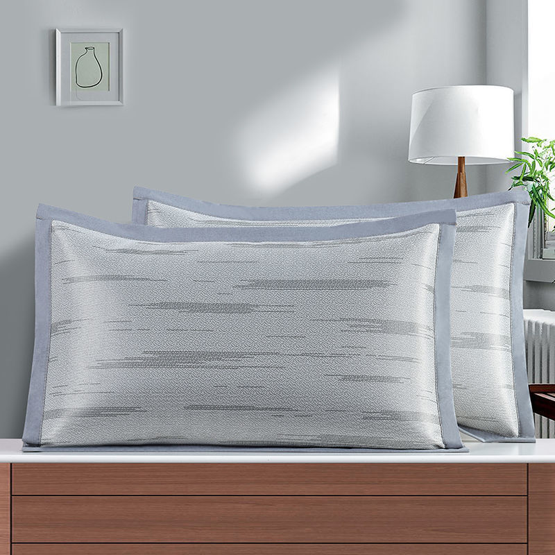 家纺夏季凉爽冰丝夏天枕头套凉枕芯套单双人凉席藤枕套一对装包邮