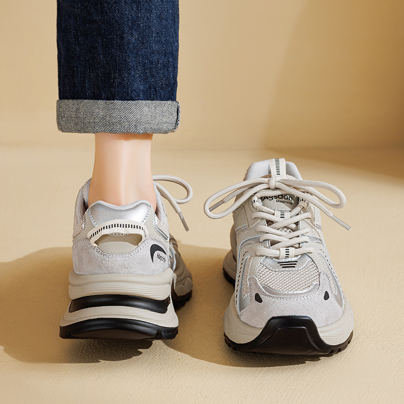 Zapatos Augusden de suela gruesa para mujer, estilo retro, deportivos, de malla, para correr, tendencia 2025, invierno.