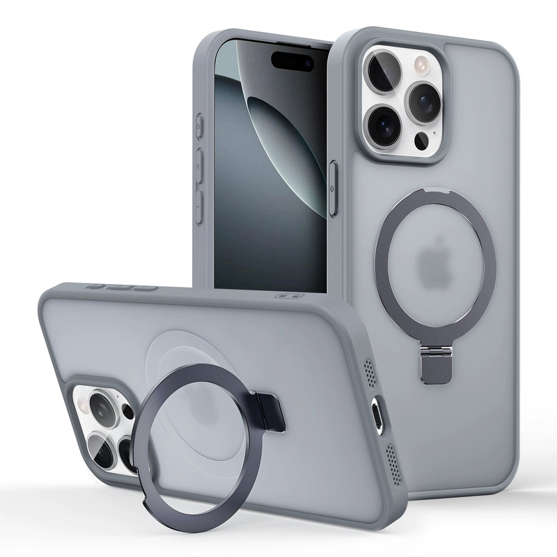 Apple 17ProMax用スマホケース、メタル製インビジブルスタンド、マグネット式iPhone16用マット肌触り保護ケース|undefined