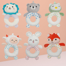 mamibeby婴儿玩具响纸 圆手摇新生儿安抚摇铃卡通动物手抓棒