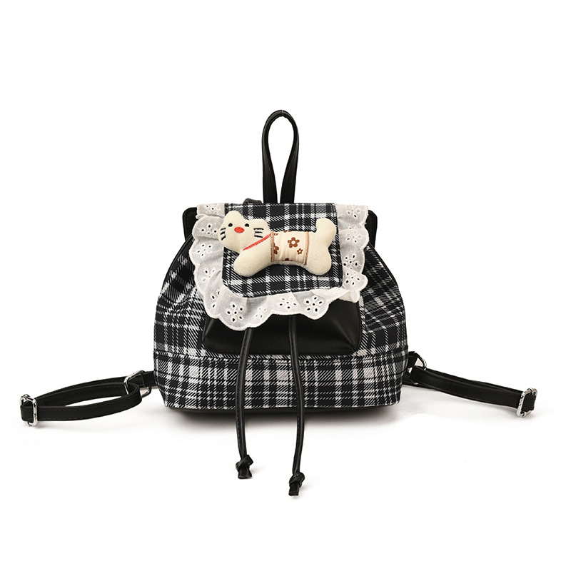 Dolce encaje niñas mochila jardín de infantes bebé mochila cuadrilátero lindo gatito muñeca mochila infantil