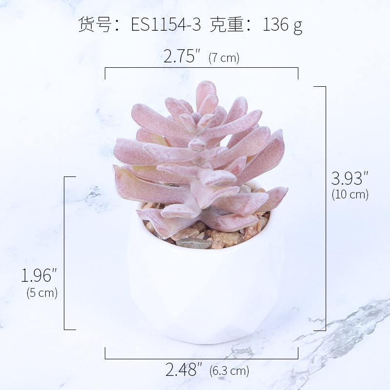 Maceta de cerámica para suculentas artificiales de oficina, mini suculenta rosa, taza de diamante, gran venta, entrega instantánea, irrompible, alta simulación.