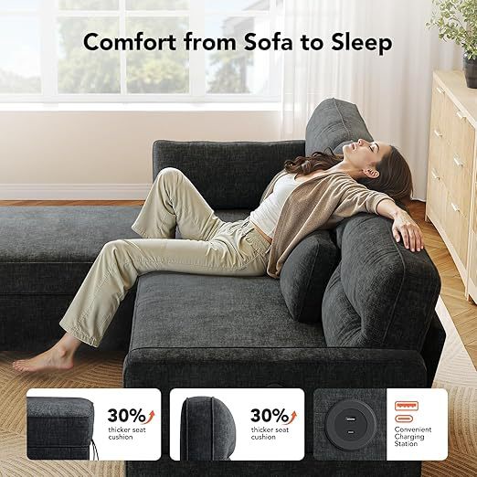 Sofá cama segmentada con estantes de almacenamiento voltables, sofá cama extraíble convertible Cloud Schnell Sofa Strap US