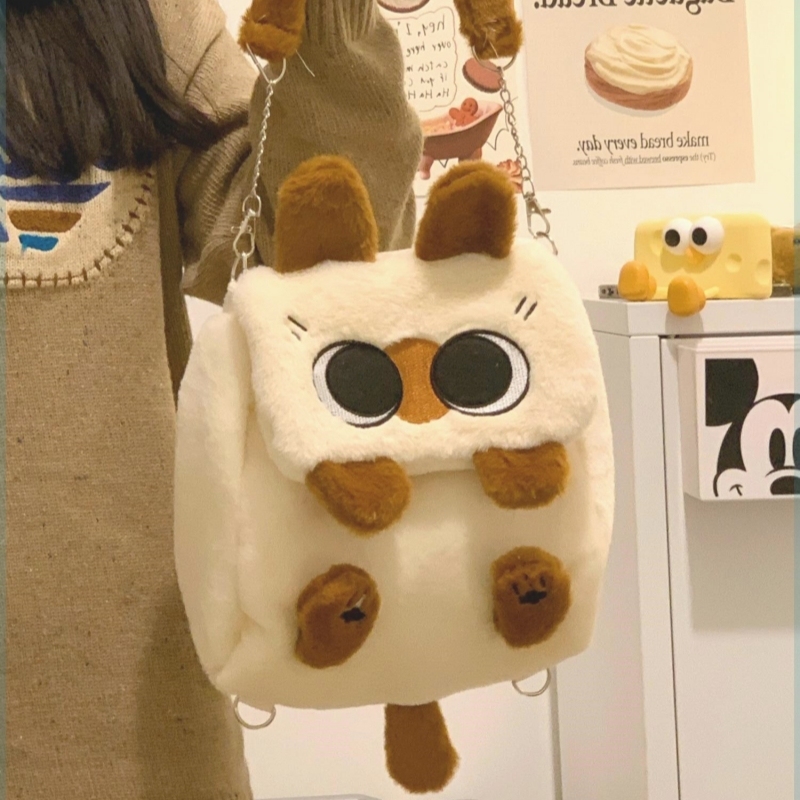 3way 日本のかわいいシャム猫ぬいぐるみバックパック学生ショルダーバッグクロスボディバッグミニ小型バックパック登山バッグ|undefined