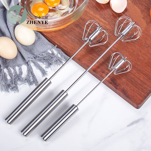 Stainless steel semi-automatic push-type egg beater egg cream rotating mixer kitchen baking gadget