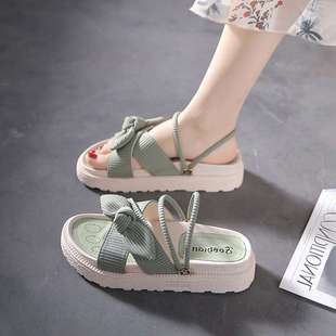 Two-Wear Sandals for Women's Summer Outer Wear 2025 New Ins Trendy Skirt Thick-Soled Fairy Style Roman Beach Slippers