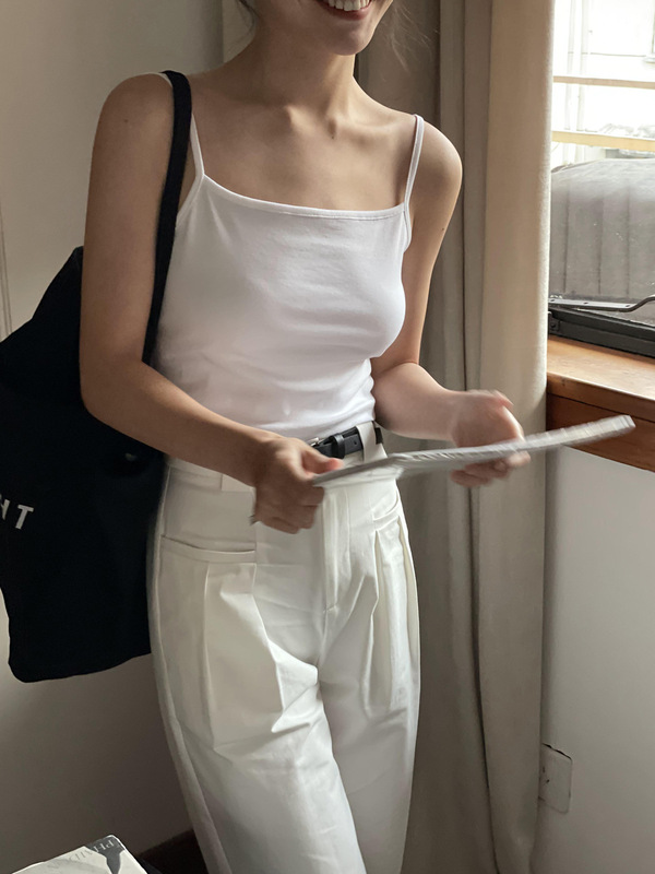 你好卡农 打底吊带背心女2025夏季新款修身显瘦无袖短款内搭上衣|undefined