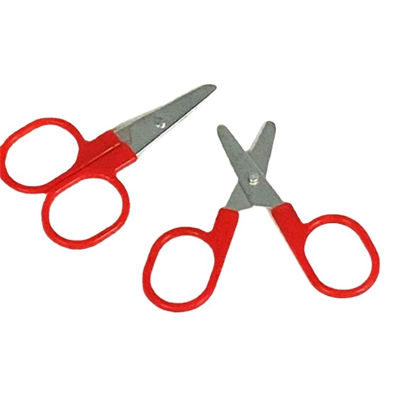 Детские мини-ножницы с пластиковой ручкой, аксессуары для швейных коробок, ножницы из нержавеющей стали с ручной резьбой оптом