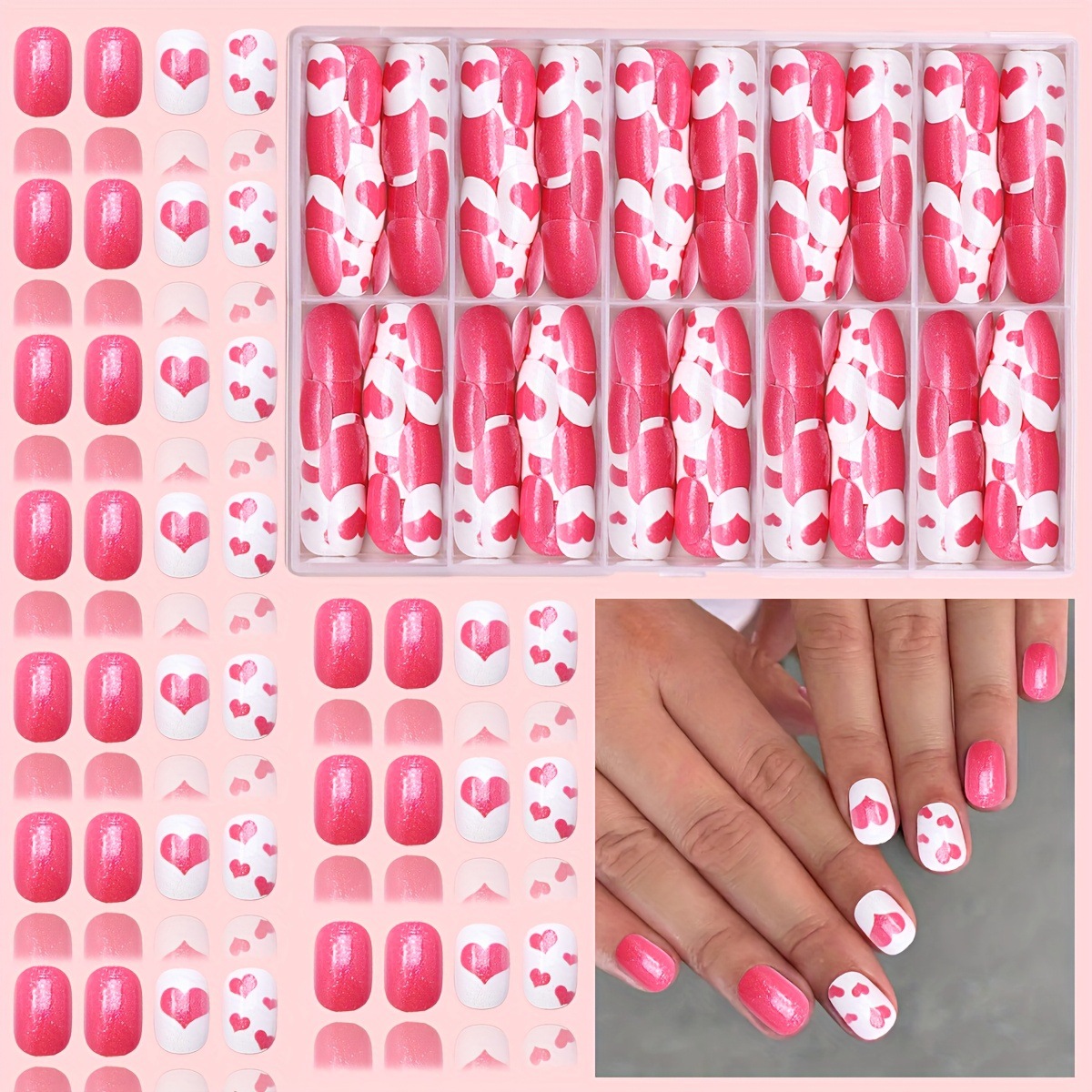 Nuevo niño impresión UV desgaste de uñas 120 piezas de caja de uñas falsas lindas dibujos animados mezclados parches de uñas