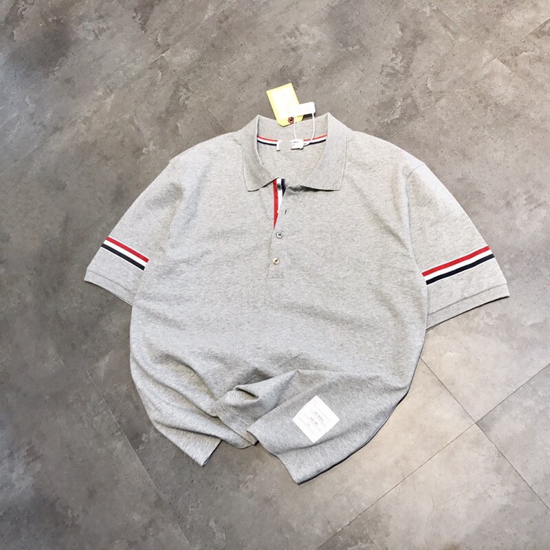 Tb High Version Trendy Business Polo Short-Sleeve T-Shirt Breathable Old Money Style Simple Turn-Down Collar Commuter Top