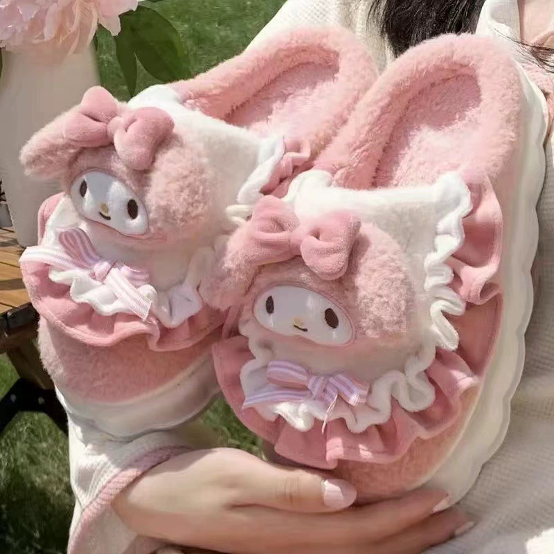 Hello kitty, winter cute keep warm non-slip slippers for students, plush