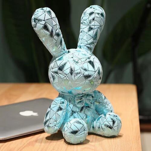 Eight-inch candy rabbit plush toy, diamond rabbit plush figure, carnival toy, PP cotton, trendy desk ornament