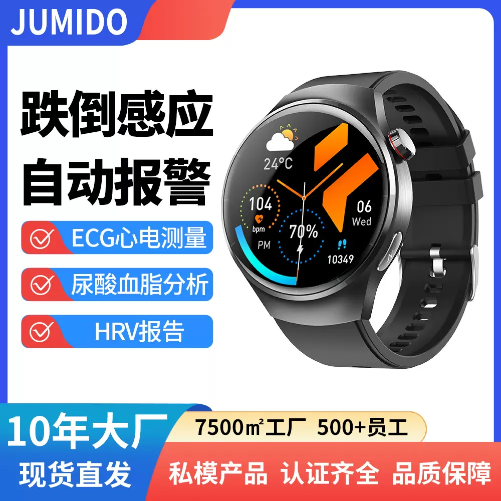 2024新款F600血糖智能手表ECG+PPG蓝牙通话SOS报警长续航中性手表
