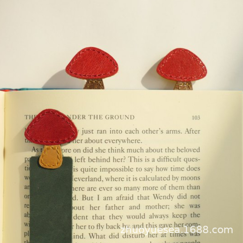 Spot Leather Mushroom Bookmark Personalized Mushroom Leather Book Pagination Clip Temu Hot Selling Student Gift Bookmark