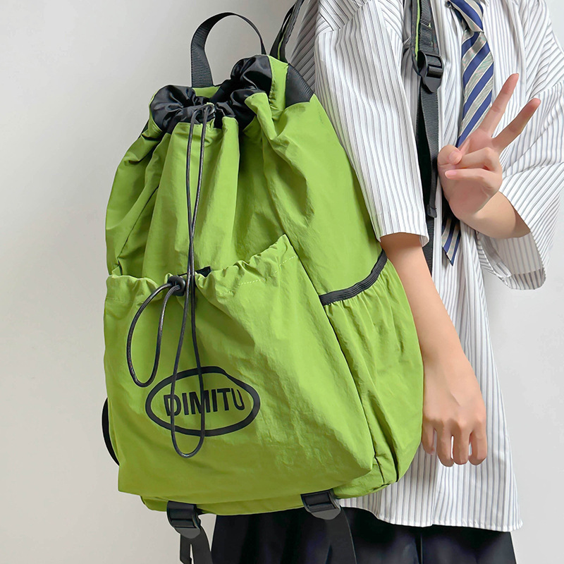 Outdoor Sports Lightweight Drawstring Backpack Men's and Women's Buckets Mountaineering Bag College Students Class Bag Mending Class Bag Women's Bag