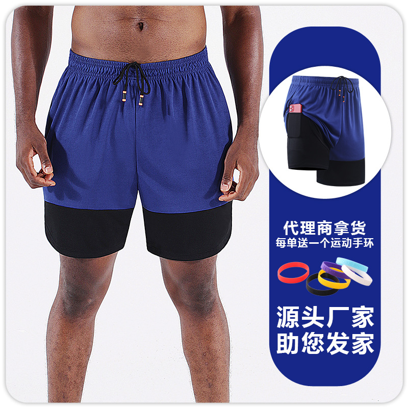 Pantalones cortos de secado rápido verano nuevos pantalones de entrenamiento de baloncesto de dos piezas falsos europeos y americanos anti-exposición correr pantalones cortos deportivos hombres image 9