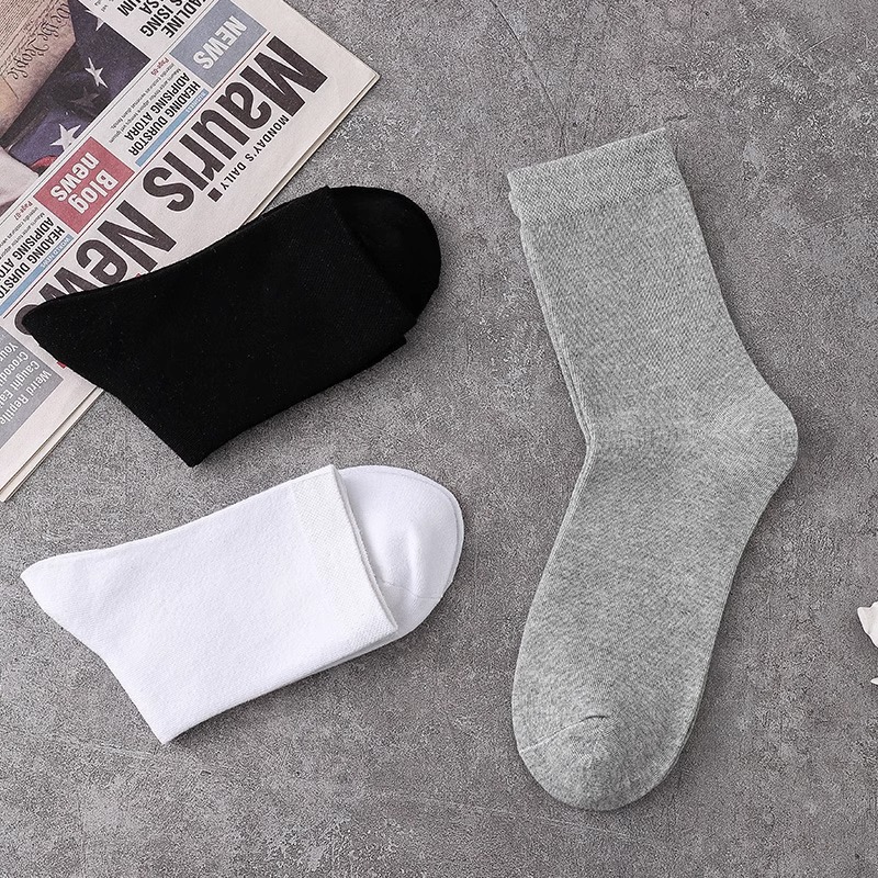 Socks Mid-Calf Men's Socks Polyester-Cotton Classic Sweat-Absorbent Breathable Deodorant Versatile Thickeneded High Socks Summer Black and White Gray Comfortable