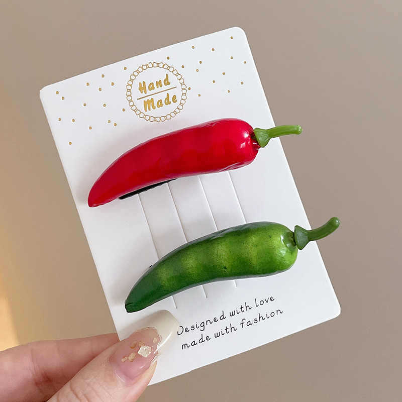 Simulación chile clip de cabello extraña comida frita clip de cabello lateral clip de frisa adornamiento de cabello creativo extraño tocado de hechizo