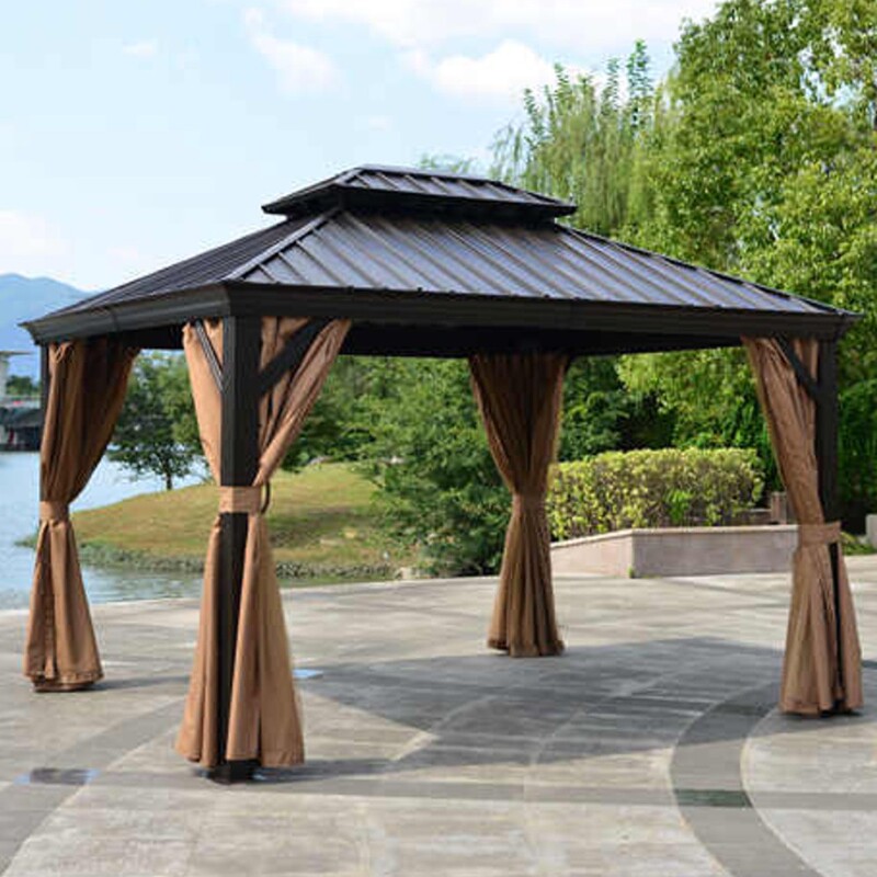 Aluminum Alloy Outdoor Gazebo, Courtyard Leisure Pavilion, Sunshade Tent, Villa Home Tent, European-Style Rain Shelter, Sunroom, Awning