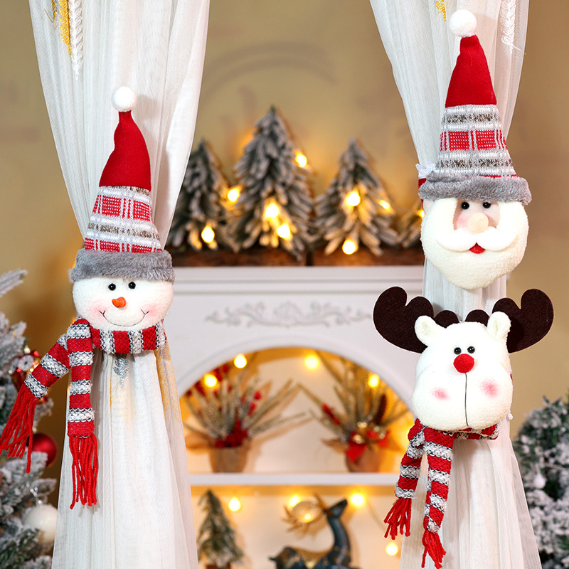 Decoración navideña para cortinas para el hogar y el jardín Muñeco Rudolph Hebilla para cortina Escena de ventana para el hogar festivo_voghion.com