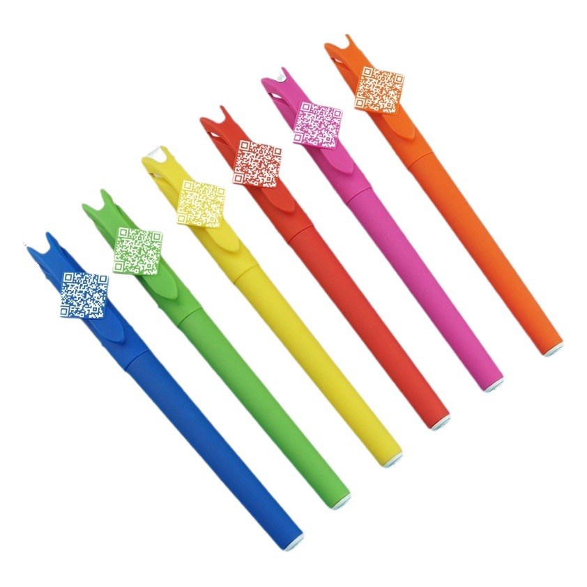 Pluma publicitaria logotipo personalizado pluma de agua pluma de gel pluma personalizada multicolor varilla código QR galopante color caramelo