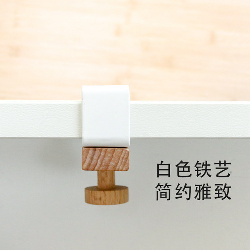 Japanese-style iron metal solid wood hooks cabinet hooks home wardrobe separator home furnishing invisible nail-free door hooks