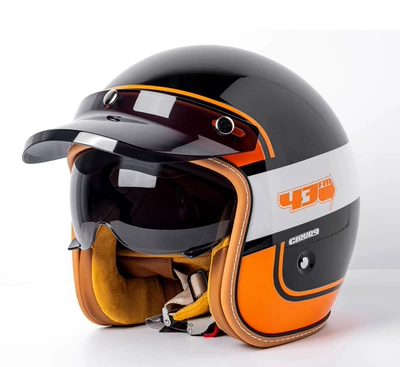 Motosiklet kaskı (dəbilqə) – Half Helmet with Built-In Visor - mt-5-glossy-black-tilt-3c-certified-with-black-and-white-lenses-m