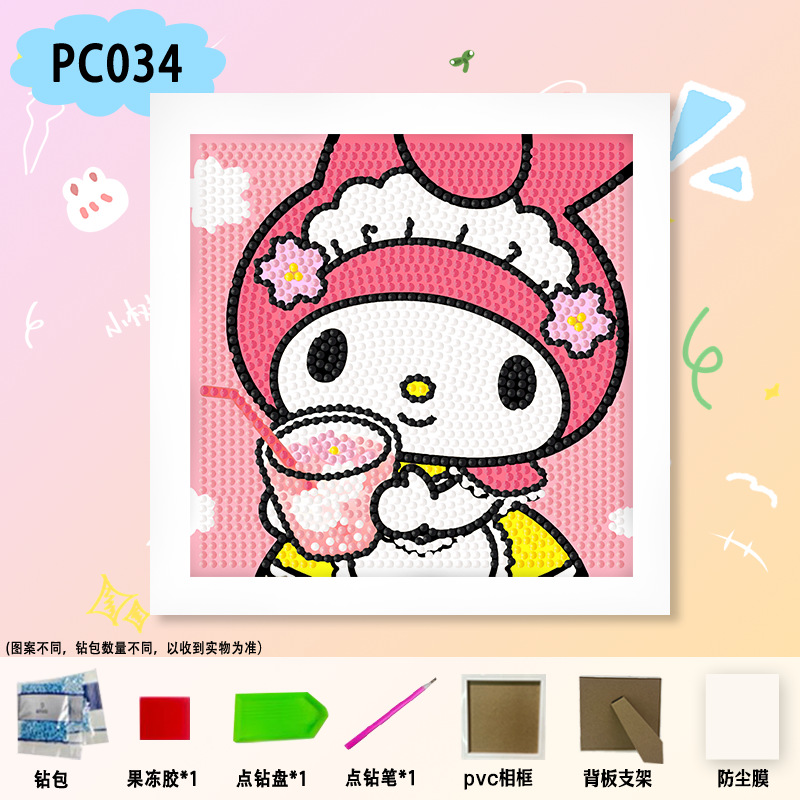 Nueva pintura de diamantes Nezha para niños hechos a mano bricolaje dibujos animados Sanrio pegatinas de mampostería juguetes de diamantes adhesivos para niñas