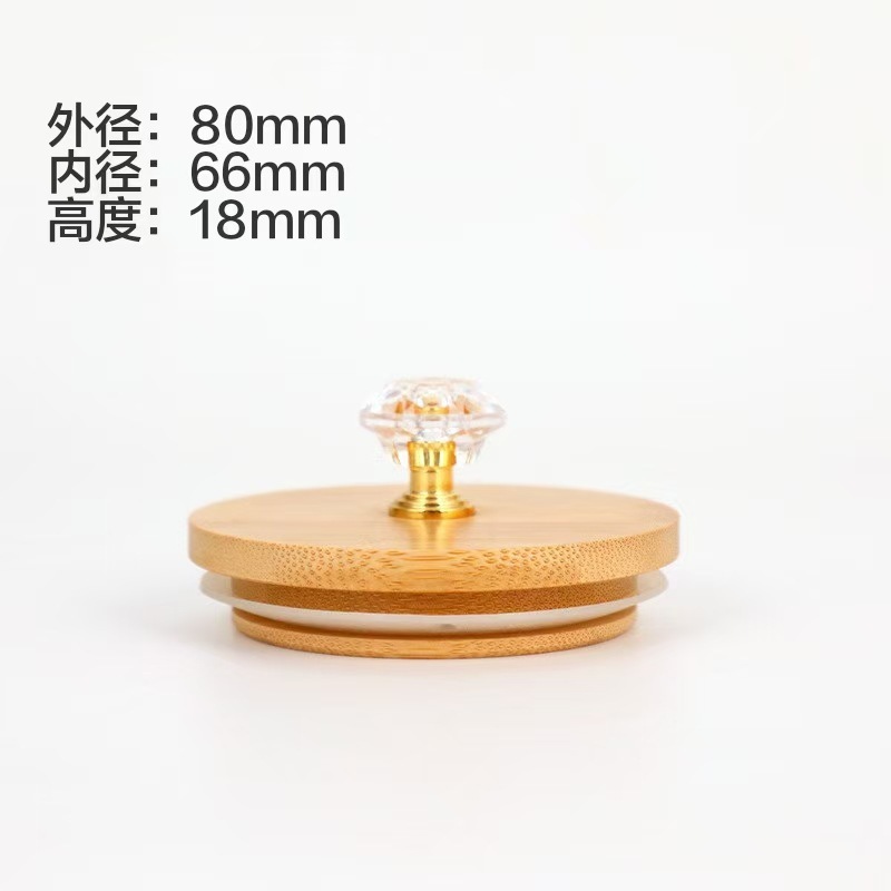 小さなハンドル付き丸い木製カップ蓋、ゴムリング付きキャンドルカップ、パインウッド、竹蓋、ハンドル、シリコンリング、ガラスボトル蓋|undefined