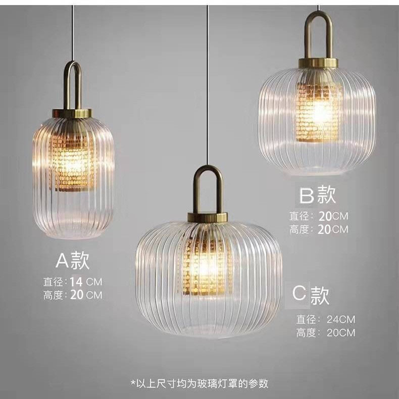 Moderno simple araña creativa comedor sala de estar bar dormitorio linterna de cristal rayado sola cabeza pequeña araña