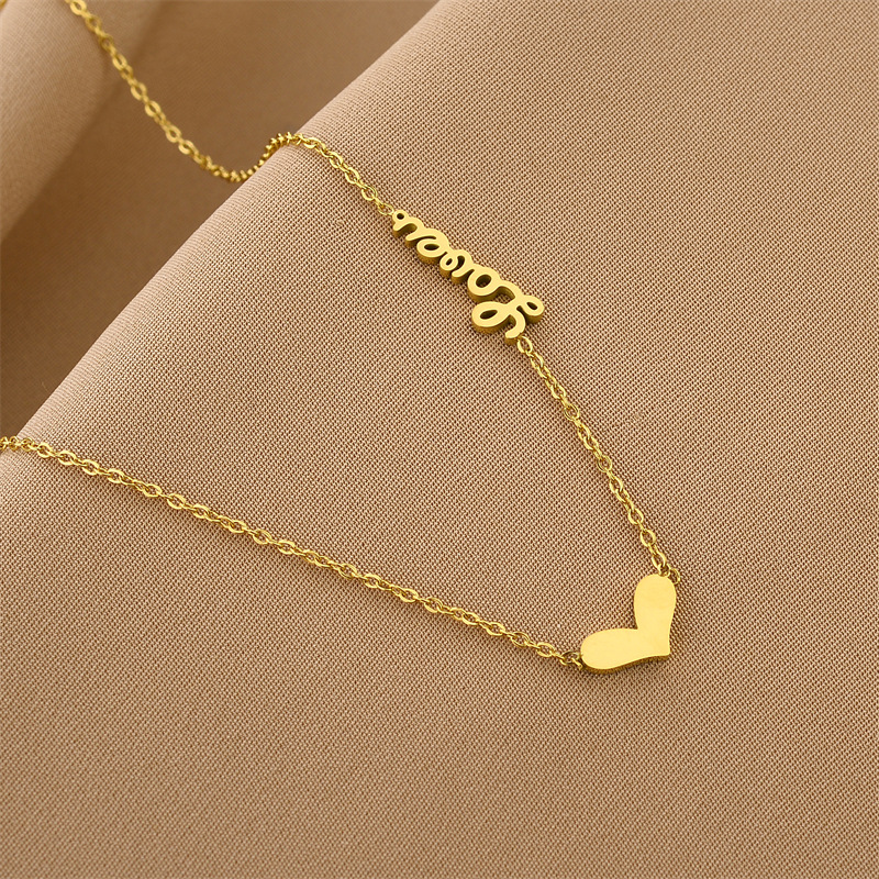 Fashion Letter Heart Shape Titanium Steel Necklace Colorza_colorza_4