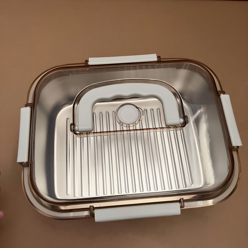 304ステンレス製タッパー食品密封弁当箱電子レンジランチボックス大容量角型ハンドル付き|undefined