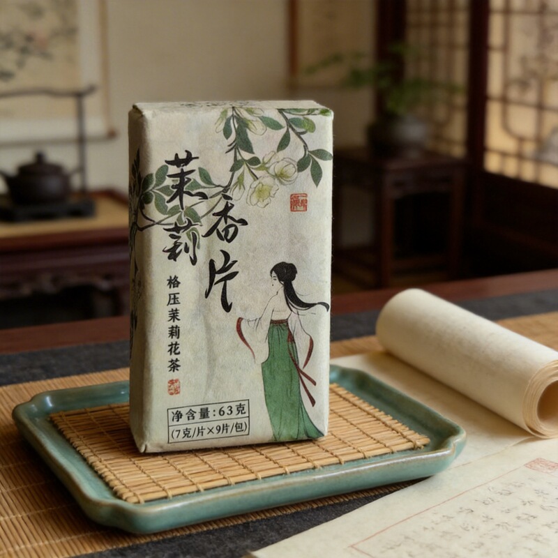 Jasmine Tea Fragrant Pieces Independent Small Packaging Square Brick Scented Tea Loose Presse Tea Yunnan White Tea New Tea Accompanying Gift Wholesale