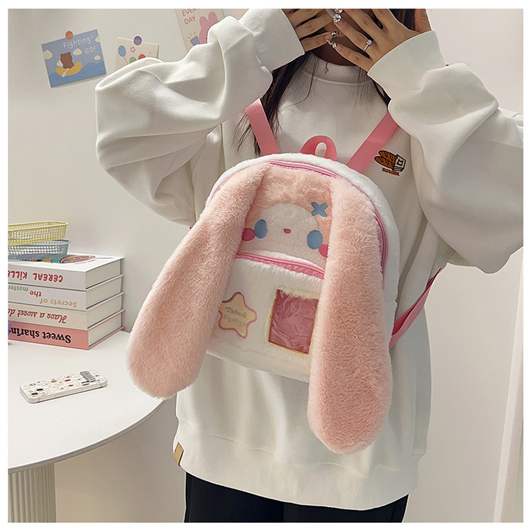 717g Weight Zipper Closure Type Double Shoulder Straps Strap Type Functional Backpack Bags Type Casual, Holiday Occasion Plush Material Women's Backpack Backpack Animal, Cartoon Pattern Spring, Autumn&Winter Season Women's Gender Cute Style Square Shape Animal Cartoon Casual Holiday Women's Backpack Functional Backpack 2