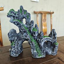 鱼缸装饰假石头石鱼躲避小摆件套餐装饰品鱼缸鱼缸假山跨境厂家