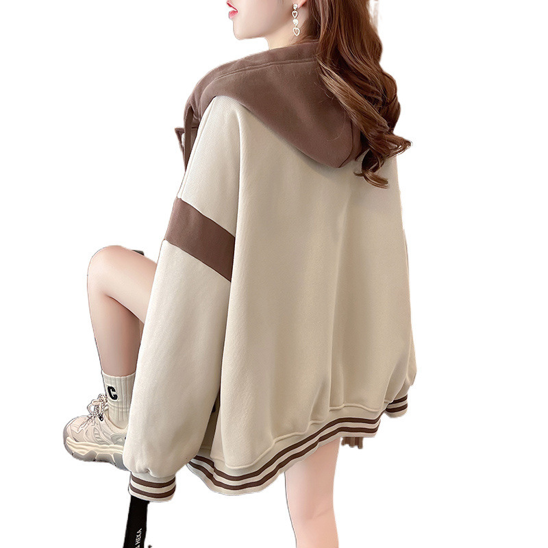 (2개) 새로운 미국 야구 세트 코트 여자 봄과 가을 2024 새로운 작은 캐주얼 대학 스타일의 후드 스웨트 셔츠