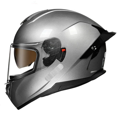 3C/DOT certification motorcycle helmet, Motosiklet kaskı (dəbilqə) - silver-transparent-m