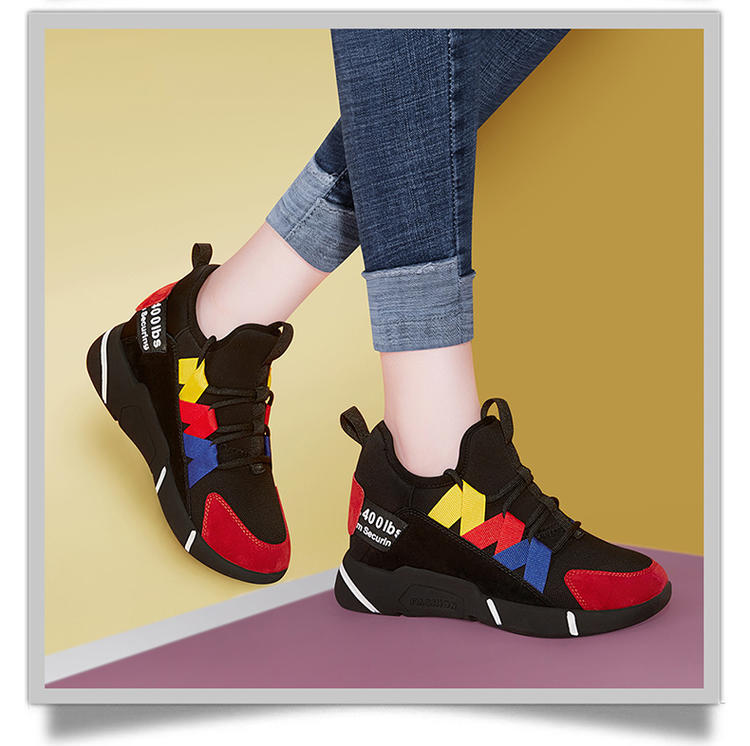 Giày sneaker nữ chunky đế dày tăng chiều cao, phối màu sành điệu mùa xuân hè 2025 — ML 8300-1 màu đỏ [có lót nhung] chiều cao gót 3.0cm, ML 8300 cao gót đỏ 3.0cm, ML 8300 màu xanh cao gót 3.0cm, ML 8300-1 màu xanh lam [có lót nhung] chiều cao gót 3.0cm chi tiết 6