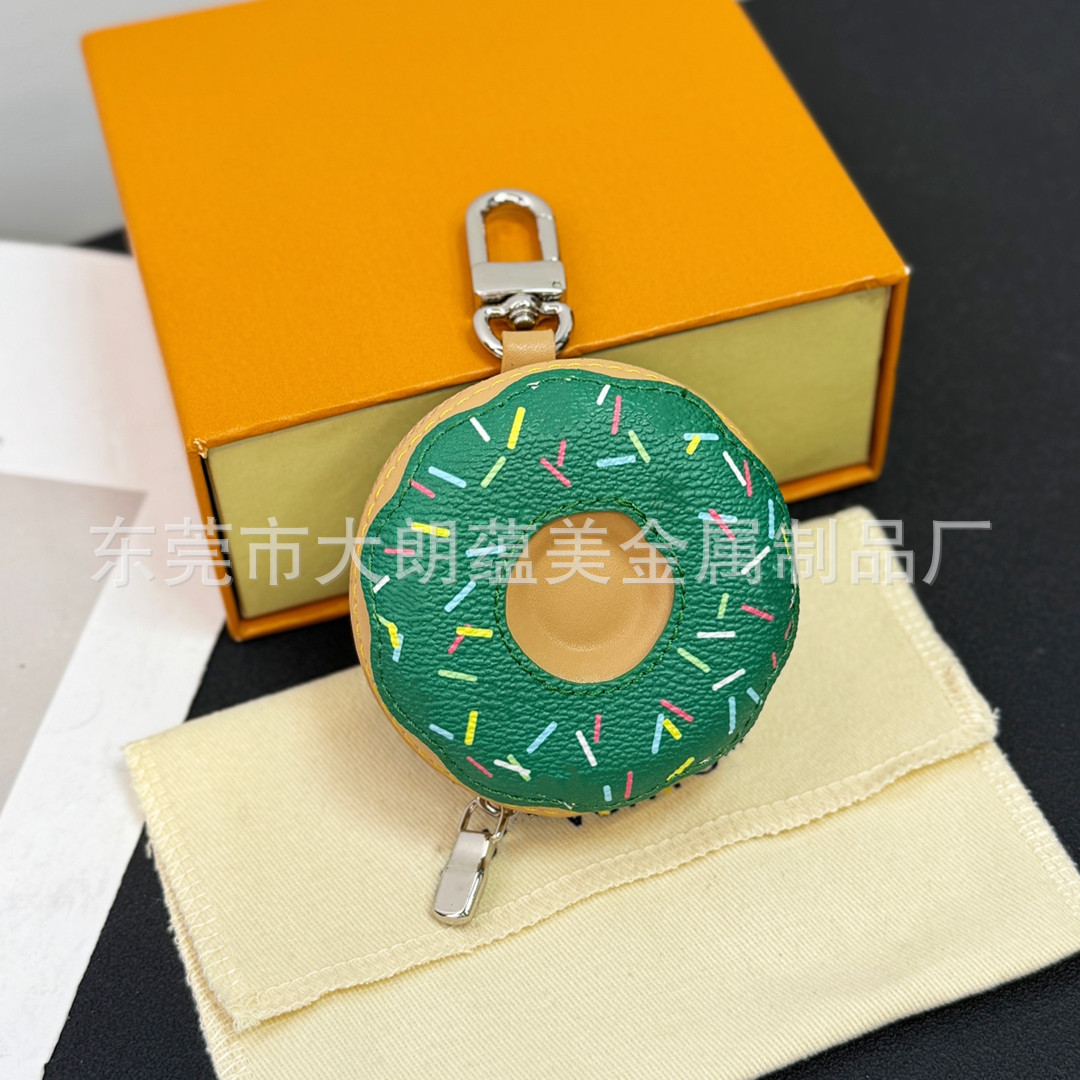 Colgante Monedero en Forma de Dona de Cuero PU Decorativo para Bolsa y Coche