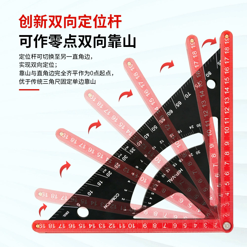 Угловая линейка для деревообработки, красочная линейка, широкая основа, угловая линейка, 7 дюймов, метрическая, имперская, утолщенная треугольная шкала из алюминиевого сплава, угловая линейка