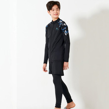 新款儿童泳衣男大童分体长袖长裤防晒速干青少年开衫男孩游泳衣