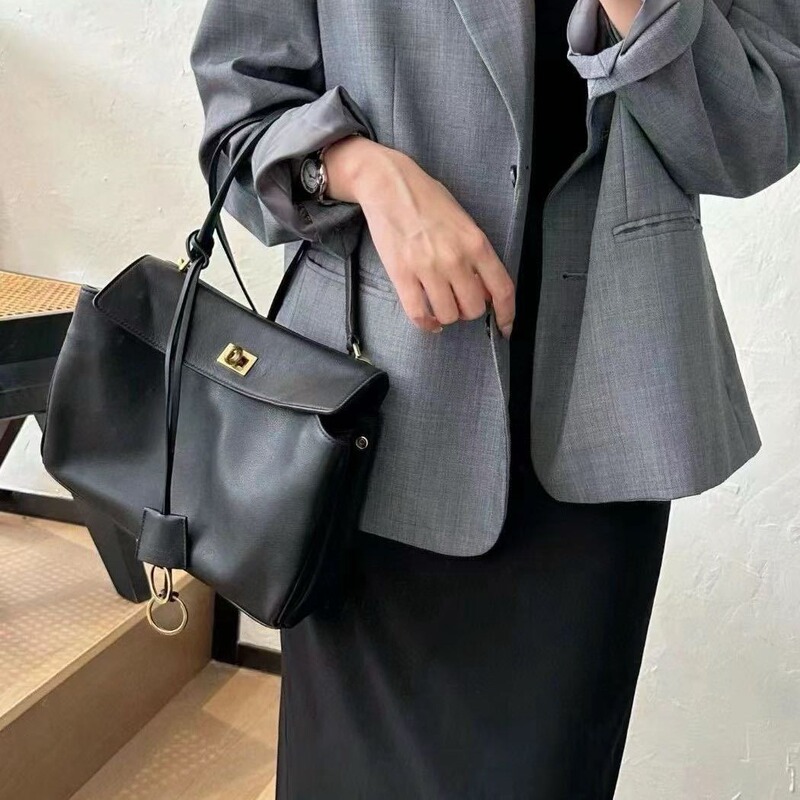 Cross-Border New Rodeo Single Shoulder Underarm Handbag Genuine Leather Kelly Lazy Style Large Capacity Women's Casual Bag