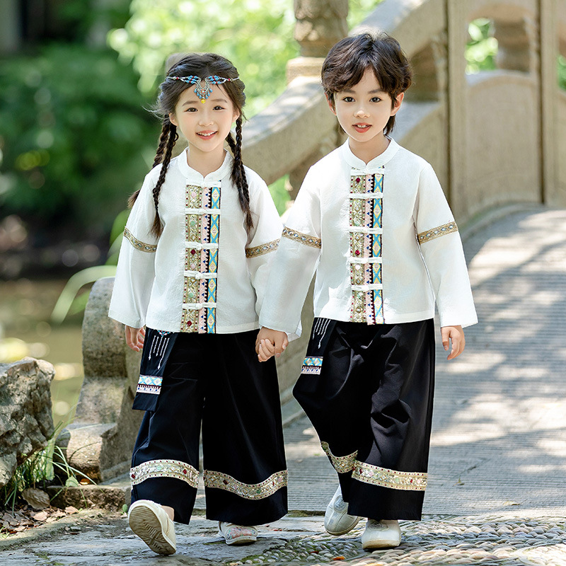 小学生中秋节民族服装演出服儿 童少数民族古装汉服国庆节舞蹈服